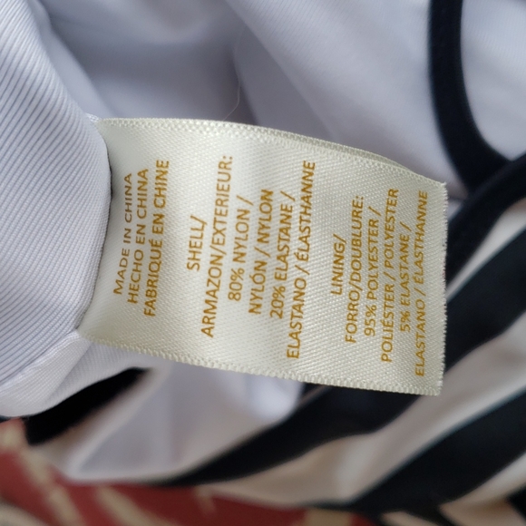 KATE SPADE New York Girls Striped Side Cutout 1 PC Swimsuit Black White sz 12 - Picture 11 of 13